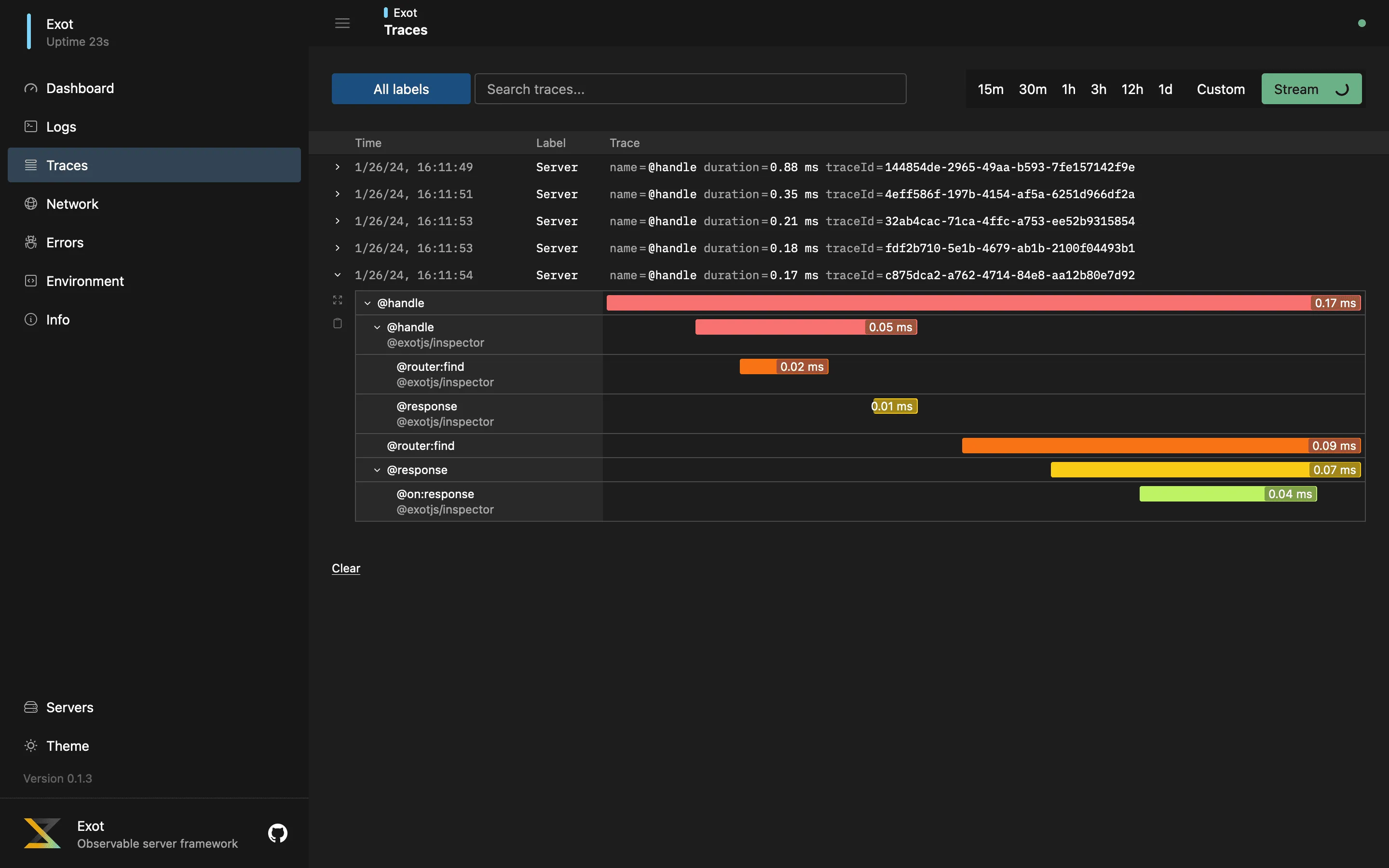 Exot Inspector - Application tracing